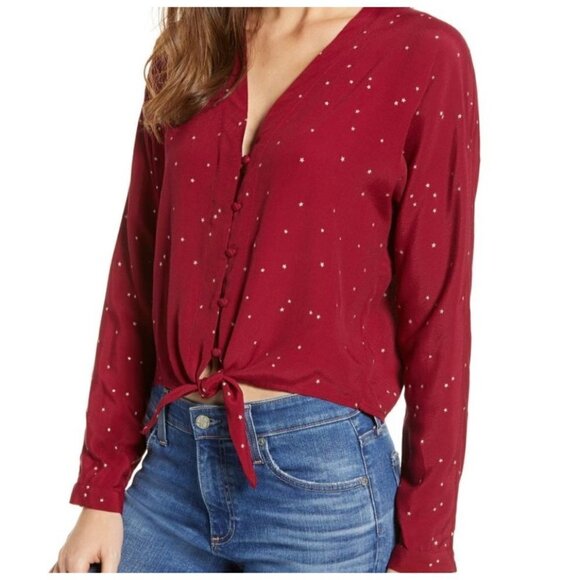 Rails Red Sloane Cropped Tie Front Blouse In Rouge Gradient Stars Size Medium - Picture 1 of 11